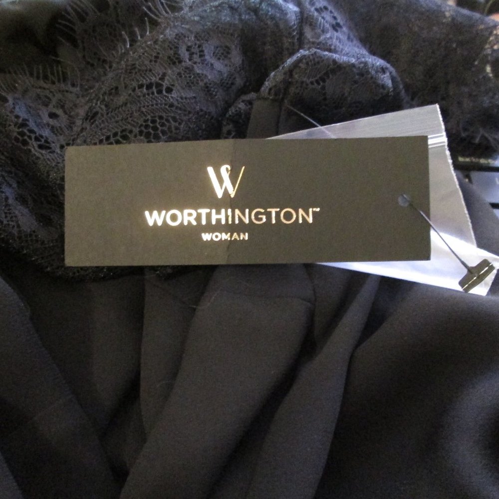 Worthington Women's Sheer Blk Short Sleeve Blouse Sz XL Beautiful Lace S… - Picture 8 of 8